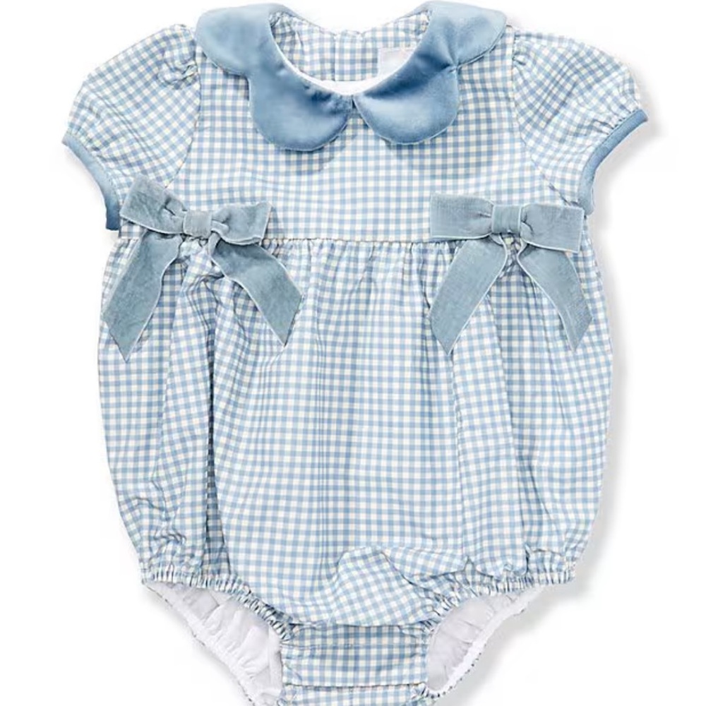 Blue Gingham Baby Romper